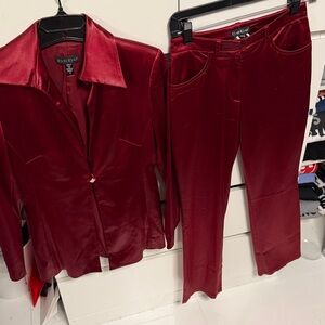 Bebe Deep Red Metallic Suit